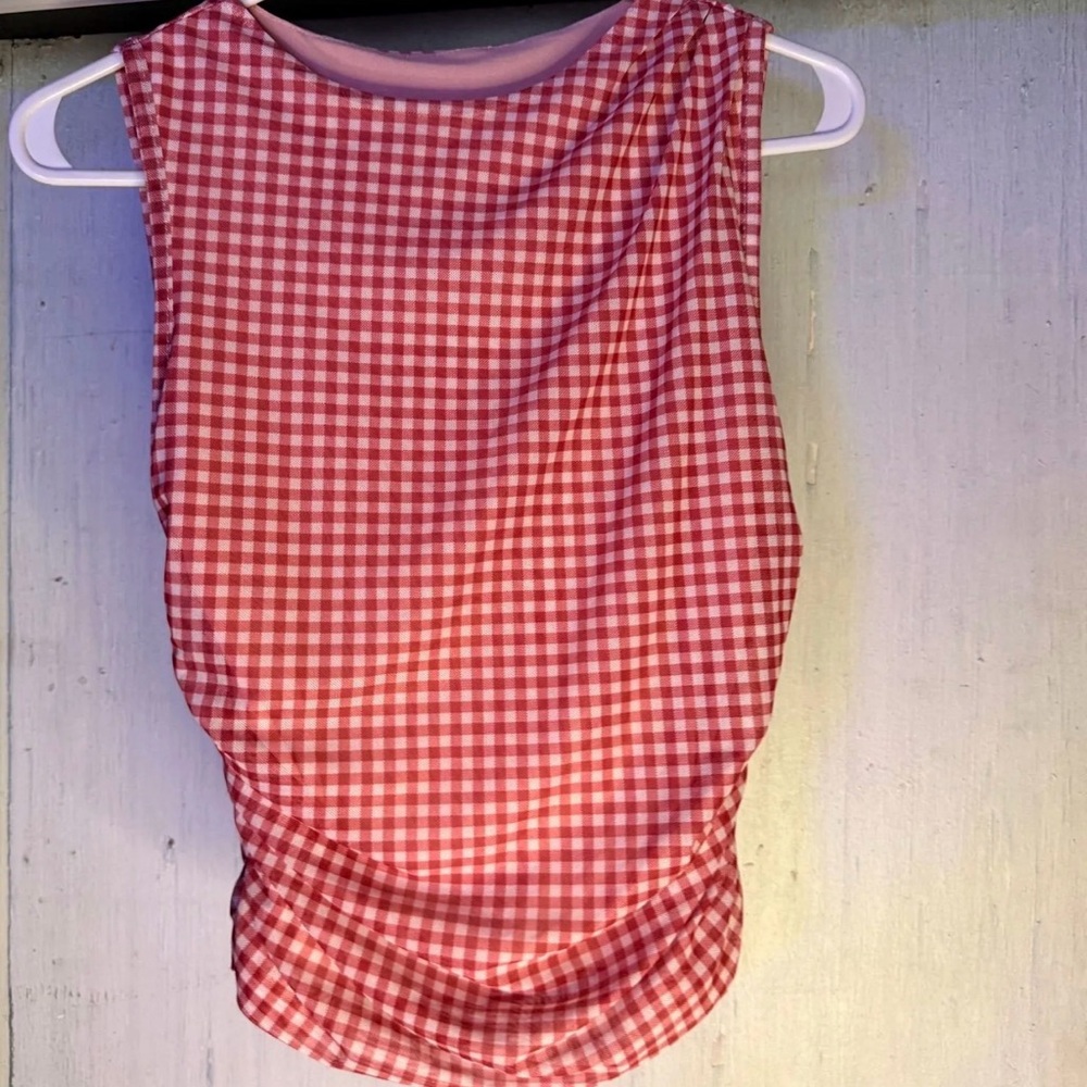 SHEIN Red and White Gingham Tank Top